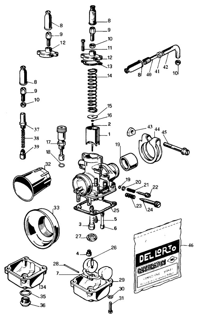3-Set Carburetor Screw Guide Elbow Tubes For Dellorto PHBG ZSK – 2-Stroke, Off-Road