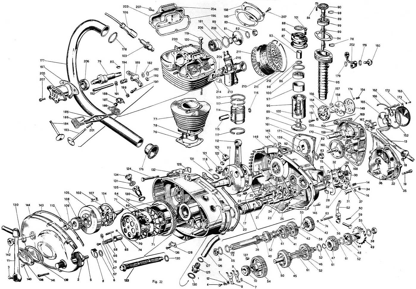 250 GT Ducati Engine - exploded diagram